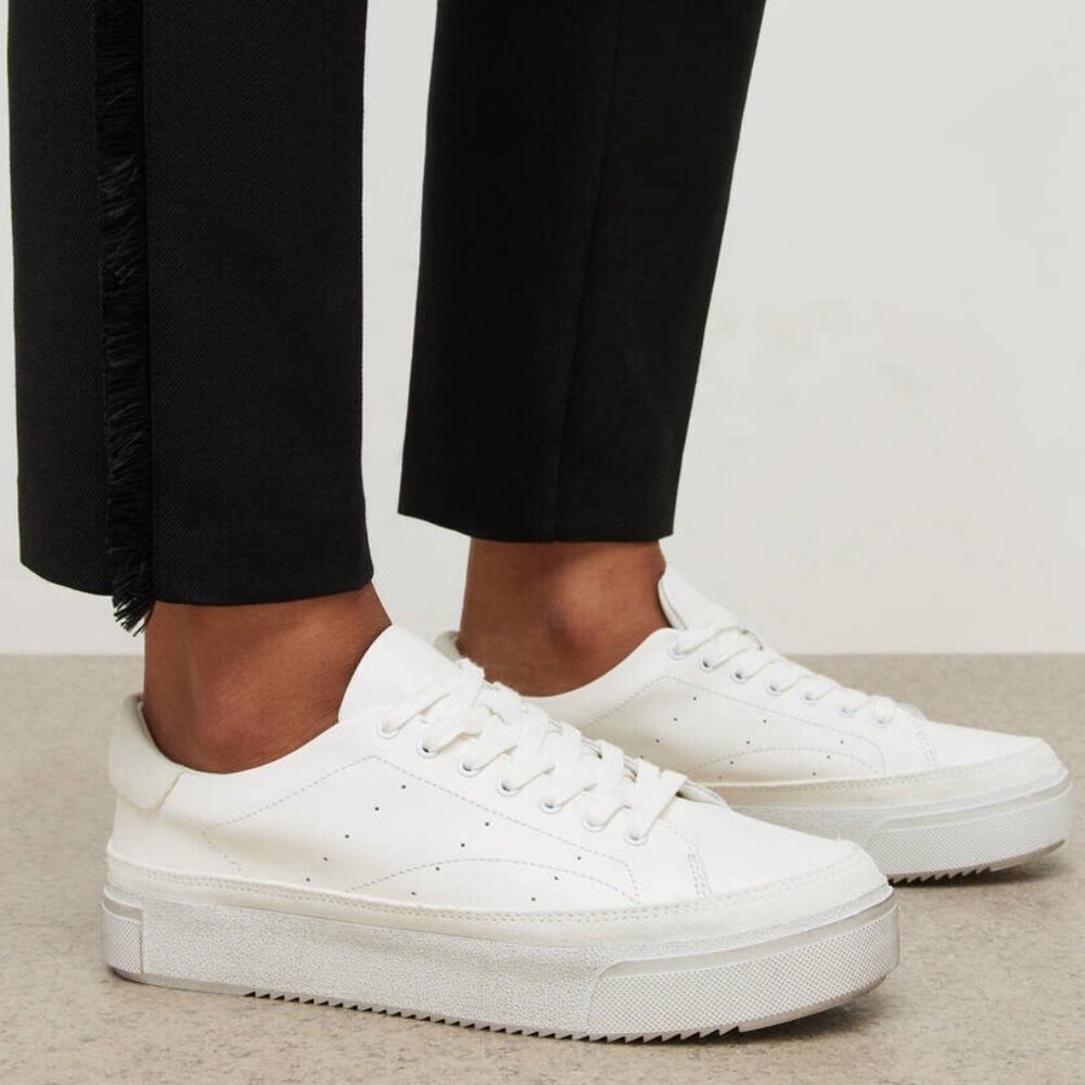 ALLSAINTS Trish Sneaker in Chalk White platform shoe leather